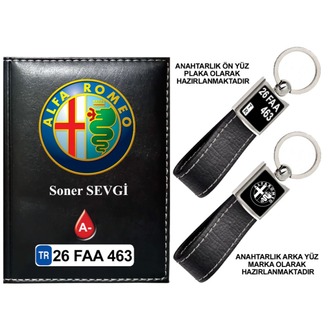 Plakanıza Özel Alfaromeo Logolu Ruhsat Kabı ve Anahtarlık 4 Renk Seçeneği Mevcuttur.