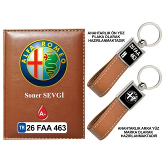 Plakanıza Özel Alfaromeo Logolu Ruhsat Kabı ve Anahtarlık 4 Renk Seçeneği Mevcuttur.