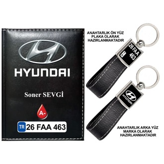 Plakanıza Özel Hyundai Logolu  Ruhsat Kabı ve Anahtarlık 4 Renk Seçeneği Mevcuttur.