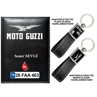 Plakanıza Özel Motoguzzi Logolu  Ruhsat Kabı ve Anahtarlık 4 Renk Seçeneği Mevcuttur.