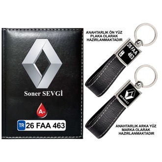Plakanıza Özel Renault Logolu  Ruhsat Kabı ve Anahtarlık 4 Renk Seçeneği Mevcuttur.