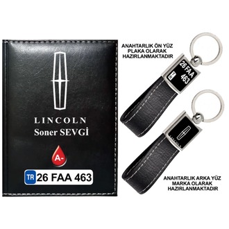Plakanıza Özel LINCOLN Logolu Ruhsat Kabı ve Anahtarlık 4 Renk Seçeneği Mevcuttur.