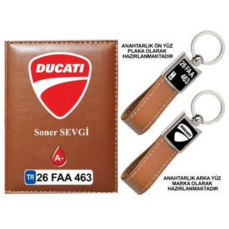 Plakanıza Özel Ducatı Logolu  Ruhsat Kabı ve Anahtarlık 4 Renk Seçeneği Mevcuttur.