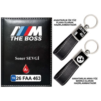Plakanıza Özel BMW THE BOSS Logolu Ruhsat Kabı ve Anahtarlık 4 Renk Seçeneği Mevcuttur.