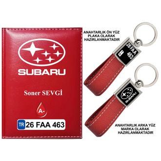 Plakanıza Özel Subaru Logolu Ruhsat Kabı ve Anahtarlık 4 Renk Seçeneği Mevcuttur.