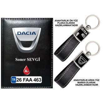 Plakanıza Özel Dacia Logolu Ruhsat Kabı ve Anahtarlık 4 Renk Seçeneği Mevcuttur.