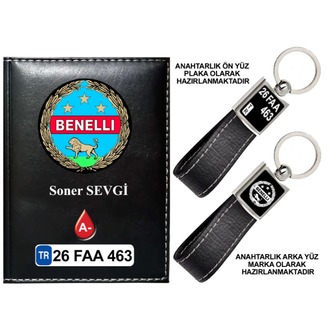 Plakanıza Özel Benelli Logolu Ruhsat Kabı ve Anahtarlık 4 Renk Seçeneği Mevcuttur.