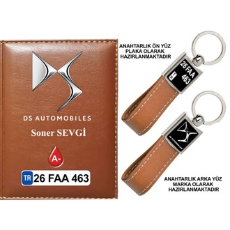 Plakanıza Özel DS Automobiles Logolu Ruhsat Kabı ve Anahtarlık 4 Renk Seçeneği Mevcuttur.