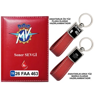 Plakanıza Özel Mvagusta Logolu Ruhsat Kabı ve Anahtarlık 4 Renk Seçeneği Mevcuttur.