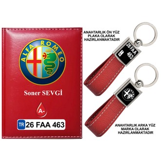 Plakanıza Özel Alfaromeo Logolu Ruhsat Kabı ve Anahtarlık 4 Renk Seçeneği Mevcuttur.