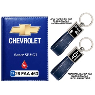 Plakanıza Özel Chevrolet Logolu Ruhsat Kabı ve Anahtarlık 4 Renk Seçeneği Mevcuttur.
