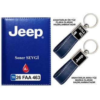 Plakanıza Özel Jeep Logolu Ruhsat Kabı ve Anahtarlık 4 Renk Seçeneği Mevcuttur.
