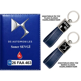 Plakanıza Özel DS Automobiles Logolu Ruhsat Kabı ve Anahtarlık 4 Renk Seçeneği Mevcuttur.