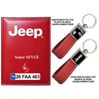 Plakanıza Özel Jeep Logolu Ruhsat Kabı ve Anahtarlık 4 Renk Seçeneği Mevcuttur.