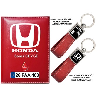 Plakanıza Özel Honda Logolu  Ruhsat Kabı ve Anahtarlık 4 Renk Seçeneği Mevcuttur.