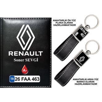 Plakanıza Özel Yeni Renault Logolu Ruhsat Kabı ve Anahtarlık 4 Renk Seçeneği Mevcuttur.