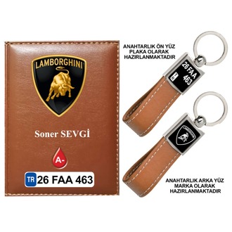 Plakanıza Özel Lamborghını Logolu Ruhsat Kabı ve Anahtarlık 4 Renk Seçeneği Mevcuttur.