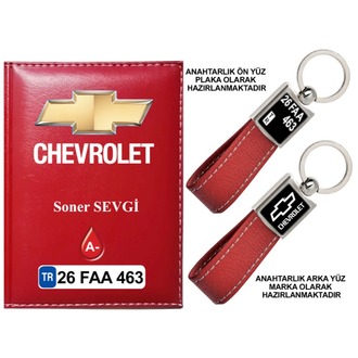 Plakanıza Özel Chevrolet Logolu Ruhsat Kabı ve Anahtarlık 4 Renk Seçeneği Mevcuttur.
