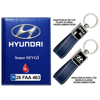 Plakanıza Özel Hyundai Logolu  Ruhsat Kabı ve Anahtarlık 4 Renk Seçeneği Mevcuttur.