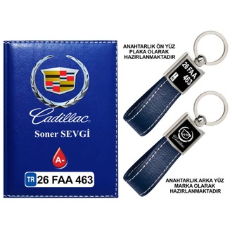 Plakanıza Özel Cadillac Logolu Ruhsat Kabı ve Anahtarlık 4 Renk Seçeneği Mevcuttur.