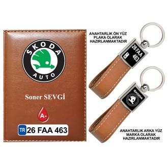Plakanıza Özel Skoda Logolu Ruhsat Kabı ve Anahtarlık 4 Renk Seçeneği Mevcuttur.