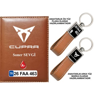 Plakanıza Özel Cupra Logolu  Ruhsat Kabı ve Anahtarlık 4 Renk Seçeneği Mevcuttur.