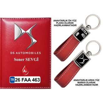 Plakanıza Özel DS Automobiles Logolu Ruhsat Kabı ve Anahtarlık 4 Renk Seçeneği Mevcuttur.