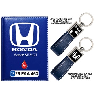 Plakanıza Özel Honda Logolu  Ruhsat Kabı ve Anahtarlık 4 Renk Seçeneği Mevcuttur.