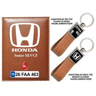 Plakanıza Özel Honda Logolu  Ruhsat Kabı ve Anahtarlık 4 Renk Seçeneği Mevcuttur.