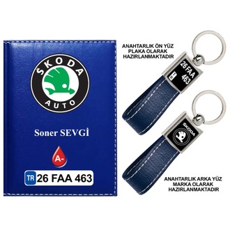 Plakanıza Özel Skoda Logolu Ruhsat Kabı ve Anahtarlık 4 Renk Seçeneği Mevcuttur.