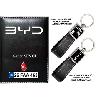 Plakanıza Özel BYD Logolu  Ruhsat Kabı ve Anahtarlık 4 Renk Seçeneği Mevcuttur.