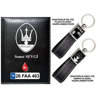 Plakanıza Özel Maserati Logolu Ruhsat Kabı ve Anahtarlık 4 Renk Seçeneği Mevcuttur.