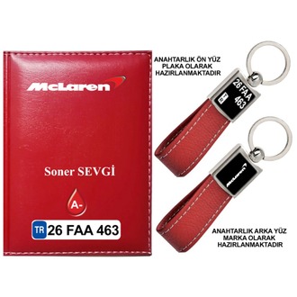 Plakanıza Özel Mclaren Logolu Ruhsat Kabı ve Anahtarlık 4 Renk Seçeneği Mevcuttur.
