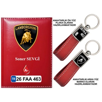 Plakanıza Özel Lamborghını Logolu Ruhsat Kabı ve Anahtarlık 4 Renk Seçeneği Mevcuttur.