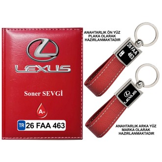 Plakanıza Özel LEXUS Logolu  Ruhsat Kabı ve Anahtarlık 4 Renk Seçeneği Mevcuttur.