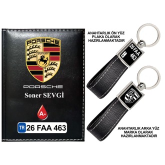 Plakanıza Özel Porsche Logolu Ruhsat Kabı ve Anahtarlık 4 Renk Seçeneği Mevcuttur.