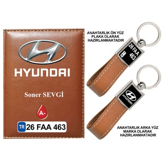 Plakanıza Özel Hyundai Logolu  Ruhsat Kabı ve Anahtarlık 4 Renk Seçeneği Mevcuttur.