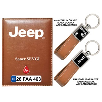 Plakanıza Özel Jeep Logolu Ruhsat Kabı ve Anahtarlık 4 Renk Seçeneği Mevcuttur.