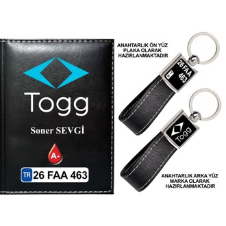 Plakanıza Özel TOGG Logolu  Ruhsat Kabı ve Anahtarlık 4 Renk Seçeneği Mevcuttur.