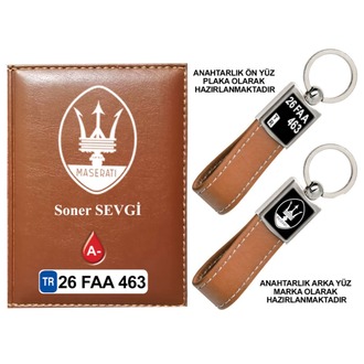 Plakanıza Özel Maserati Logolu Ruhsat Kabı ve Anahtarlık 4 Renk Seçeneği Mevcuttur.