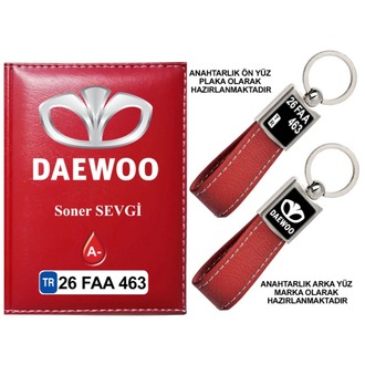Plakanıza Özel Daewoo Logolu Ruhsat Kabı ve Anahtarlık 4 Renk Seçeneği Mevcuttur.
