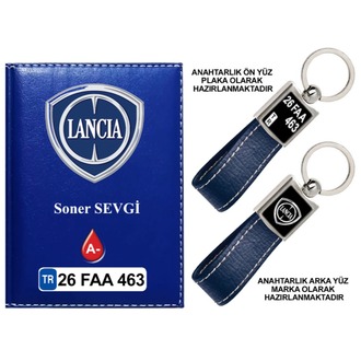 Plakanıza Özel Lancia Logolu Ruhsat Kabı ve Anahtarlık 4 Renk Seçeneği Mevcuttur.