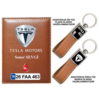 Plakanıza Özel Tesla Logolu Ruhsat Kabı ve Anahtarlık 4 Renk Seçeneği Mevcuttur.