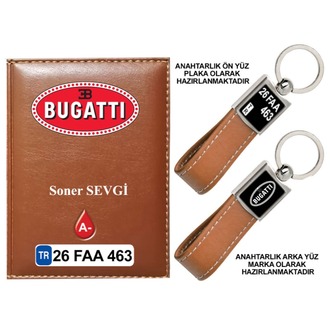 Plakanıza Özel Bugatti Logolu  Ruhsat Kabı ve Anahtarlık 4 Renk Seçeneği Mevcuttur.