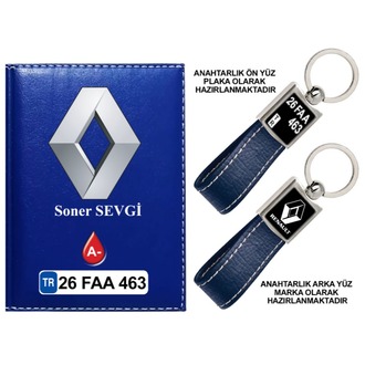 Plakanıza Özel Renault Logolu  Ruhsat Kabı ve Anahtarlık 4 Renk Seçeneği Mevcuttur.