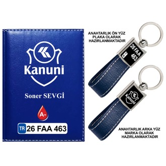 Plakanıza Özel Kanuni Motor Logolu  Ruhsat Kabı ve Anahtarlık 4 Renk Seçeneği Mevcuttur.