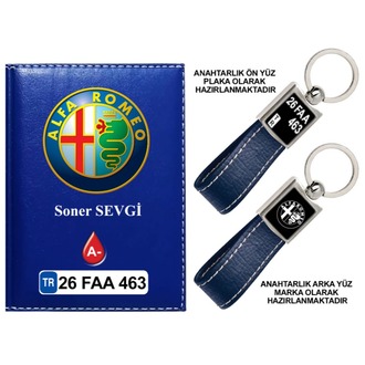 Plakanıza Özel Alfaromeo Logolu Ruhsat Kabı ve Anahtarlık 4 Renk Seçeneği Mevcuttur.