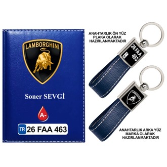 Plakanıza Özel Lamborghını Logolu Ruhsat Kabı ve Anahtarlık 4 Renk Seçeneği Mevcuttur.