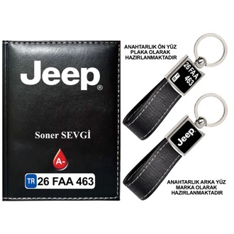 Plakanıza Özel Jeep Logolu Ruhsat Kabı ve Anahtarlık 4 Renk Seçeneği Mevcuttur.