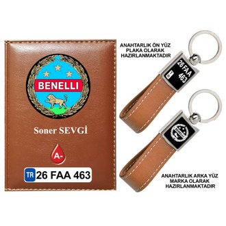 Plakanıza Özel Benelli Logolu Ruhsat Kabı ve Anahtarlık 4 Renk Seçeneği Mevcuttur.
